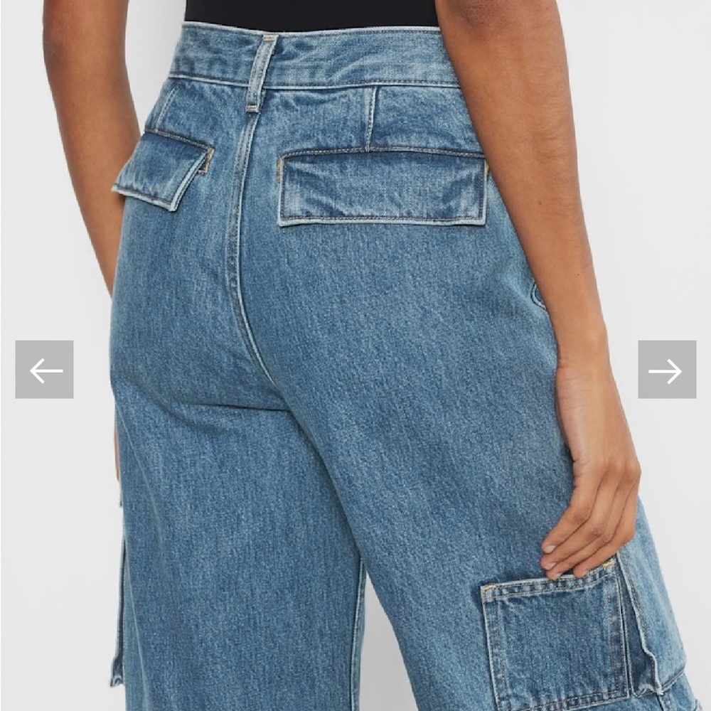 Demin Forum 90s Millie Hi-Rise Grunge Cargo Utility Medium Wash Relaxed Jeans - Picture 5 of 15